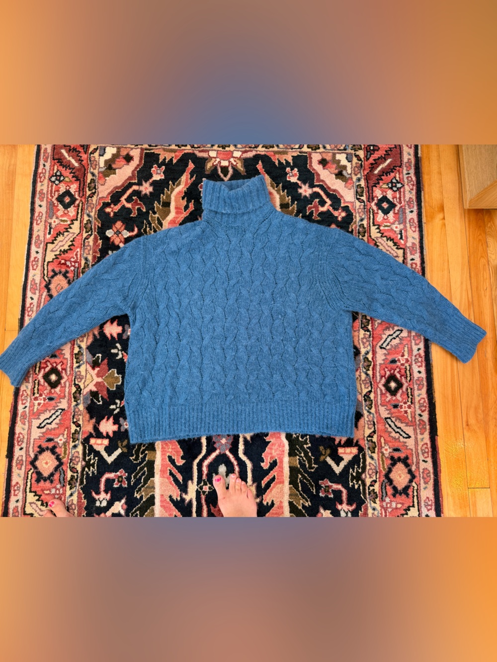 HATCH Maternity Cable Knit Turtleneck Sweater in Blue - Hatch Brand
